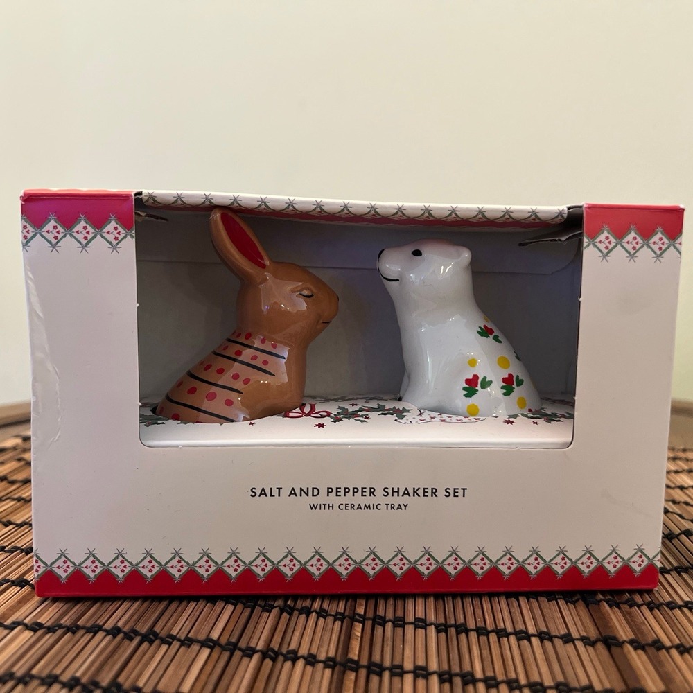 Cath Kidston Of London Salt Pepper Shakers & Tray Rabbit Polar Bear
